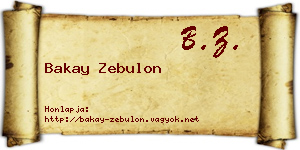 Bakay Zebulon névjegykártya